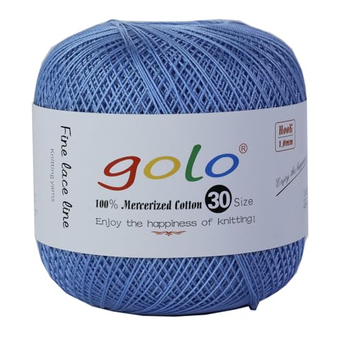 Image of golo Crochet Thread Size 30 Yarn for Hand Kniting Yarn for Tatting Sky Blue 262