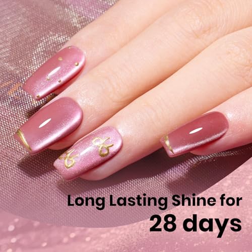 Image of Beetles Velvet Bloom Pink Cat Eye Gel Nail Polish - 15ML Full Size Gel Polish Glitter Gel Polish Rosa Color Magnetic Translucent Glassy Effect Soak Off UV DIY Manicure Gifts