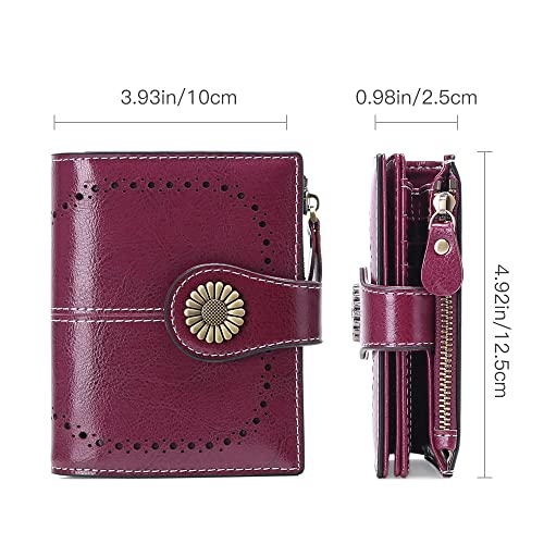 Image of SENDEFN Small Womens Wallet Leather Bifold Card Holder RFID Blocking with Zipper Coin Pocket