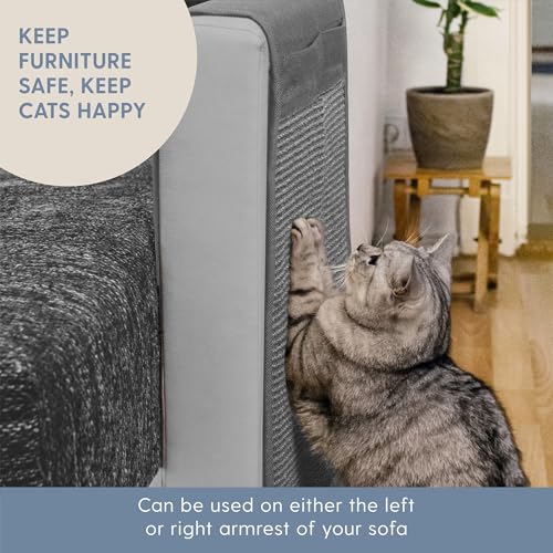 Image of The Cat Ladies Cat Scratch Furniture Protector Mat - Couch Protector from Claws - Anti Scratch Furniture Protectors from Cats Scratching - Sisal Scratcher Pad with Pocket - Grey