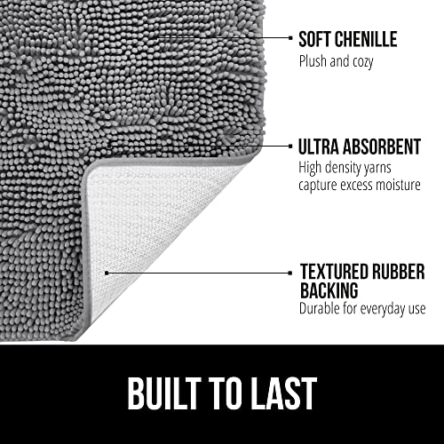 image for GORILLA GRIP Bath Rug Mat 48x17, Thick Soft Absorbent Chenille, Quick 