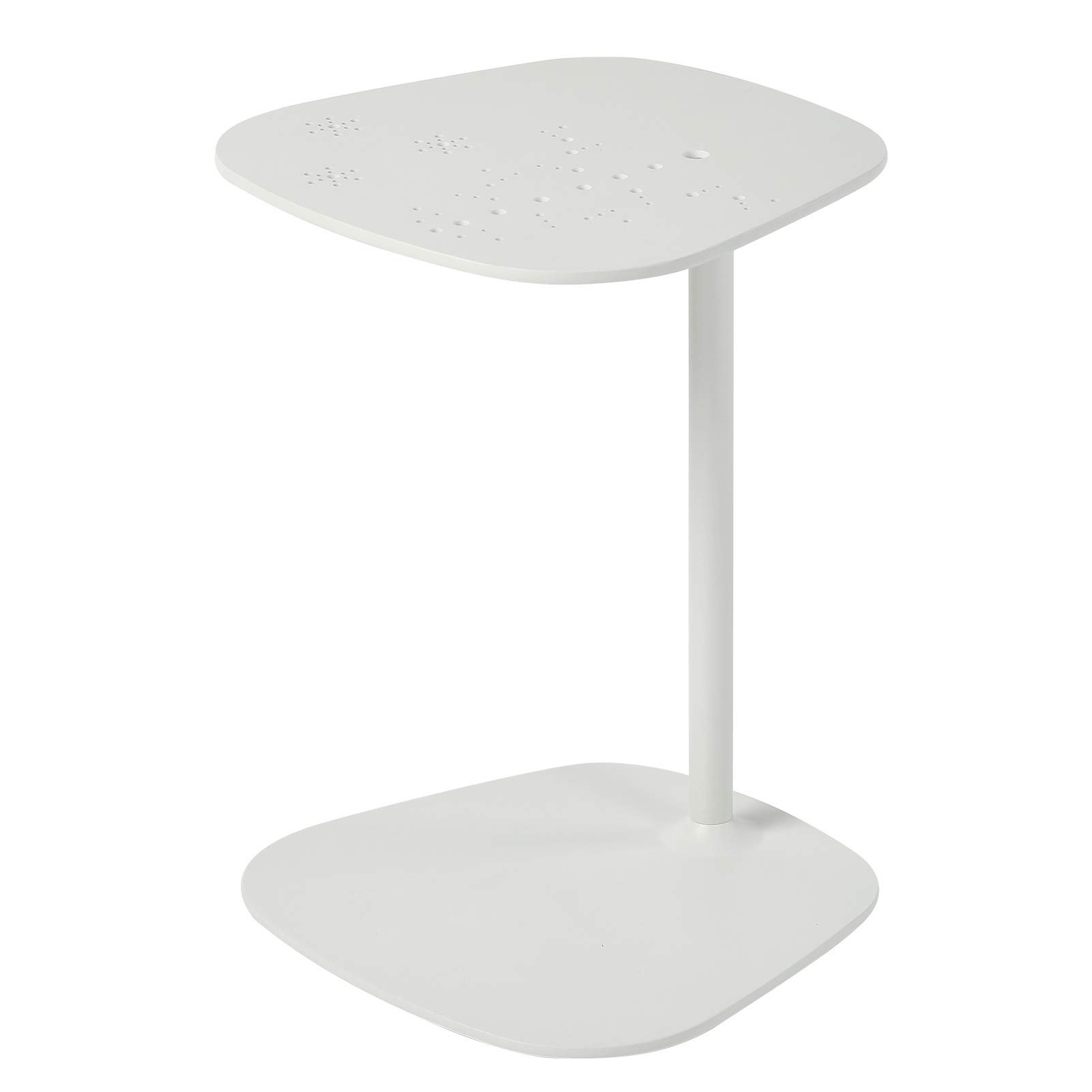 Tomile Laptop Side/End Table, C Shaped Sofa Side Table, Living Room Accent Metal End Table for Small Space - Easy Assembly (White)