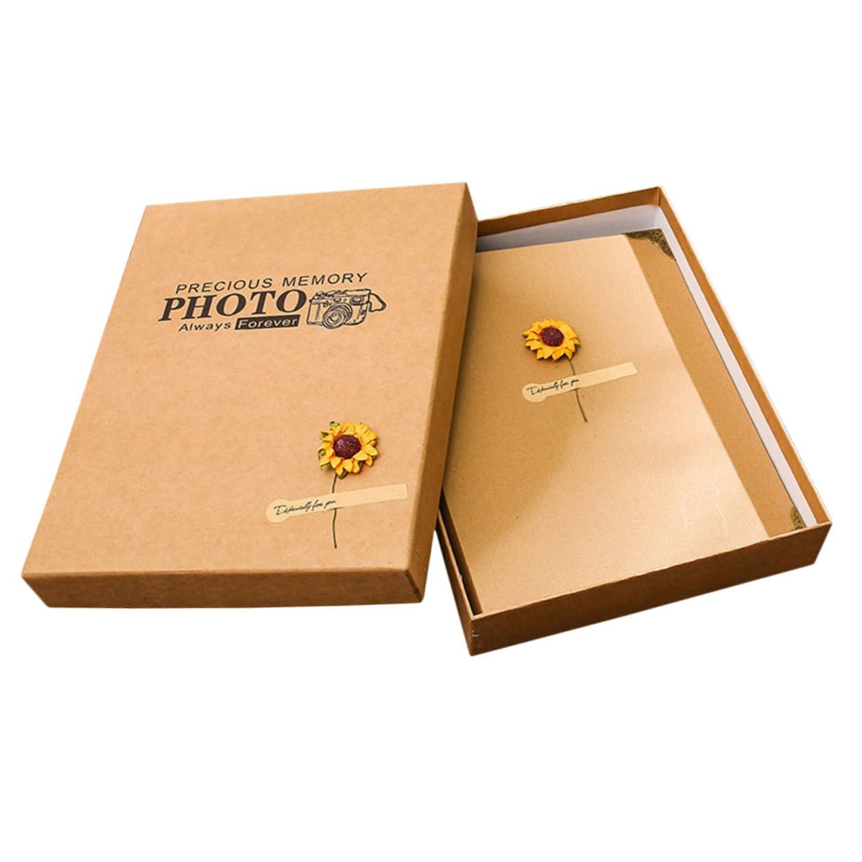 OSALADI Álbum de Fotos de Recortes DIY Retro, Papel Kraft Páginas Amarillas, Compacto y Portátil, Portafotos Familiar para Bodas, Cumpleaños y Recuerdos, Libro Decorativo Artesanal