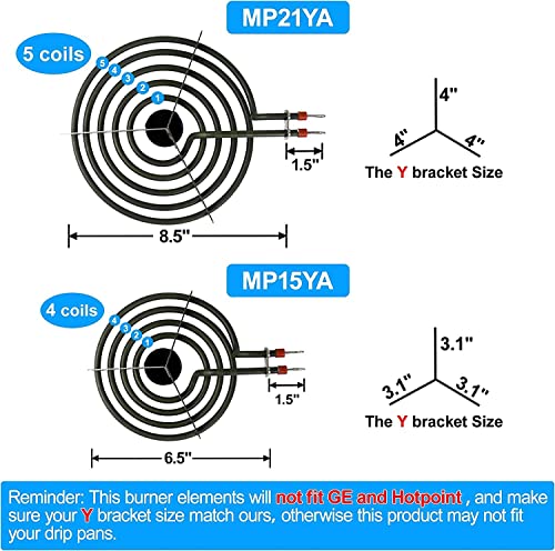 4 Pack MP22YA Electric Range Burner Element Unit Set 4- MP15YA(2) MP21YA(2) for Whirlpool, KitchenAid, Maytag Range Burner,Replacement Part Numbers Include 540331014,484783, TS5W8221,Y04000033 by Yinage - Image 2