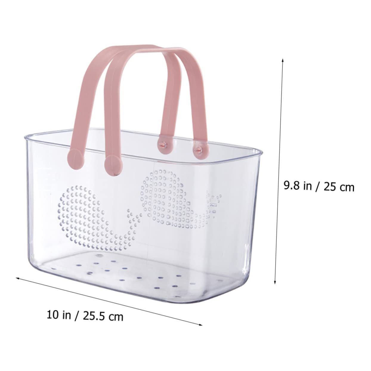 WOONEKY Cesta de Ducha de Plástico con Asa, Organizador para Baño | Rosa, Portátil y Reutilizable, Gran Capacidad de Almacenamiento, para Dormitorio y Salón