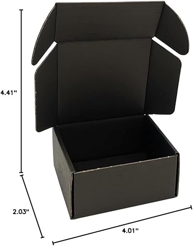 Miniatura 9 de Paquete de 100 cajas de envío pequeñas de 4 x 4 x 2 pulgadas, sobres de cartón corrugado para negocios, color negro (CM442B-100)