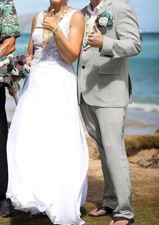 High-End Suits Retro Linen Suit for Men Casual Wedding Suit for Men Slim Fit 3 Pieces Jacket Blazer Vest Pant Groom Tuxedo - Image 7