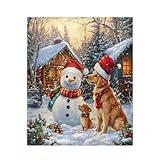 zyrtty Christmas Fleece Throw Blanket for Couch Golden Retriever Snowman Lightweight Plush Fuzzy Cozy Soft Blankets and Throws for Sofa, 50x60 inches