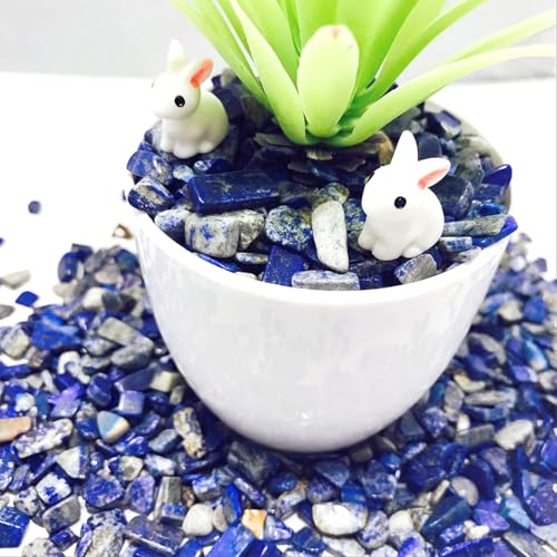 Image of WAYBER 2 Lbs /920g Deep Blue Lapis Lazuli Pebbles Irregular Decorative Stones Natural Crystal Rock Gravel for Aquarium /Fish Turtle Tank /Succulent Plants /Air Plants Decoration (Fill 1.8 Cups)