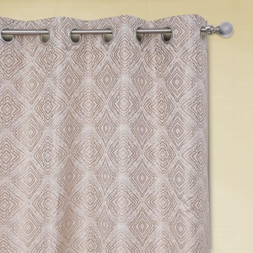 Image of Homestan Jacquard Woven Door Curtains 7 Feet Long Set of 1 for Home Decor (7 X 4 Feet, Light Brown)