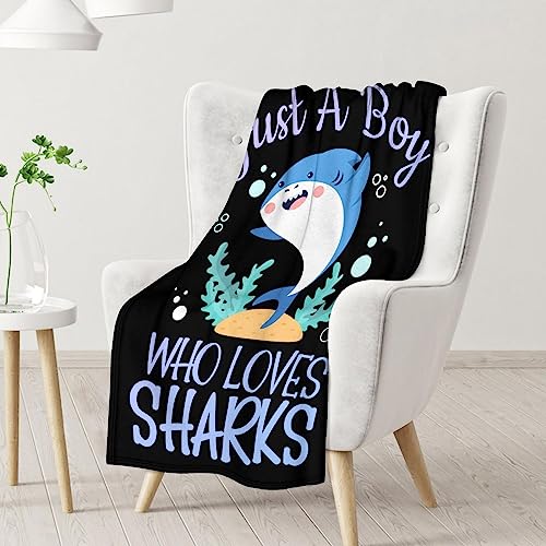 Shark Blanket Gifts - 40"x50" Cute Throw Blanket for Boys - Black Soft Fuzzy Blankets for Couch & Living Room