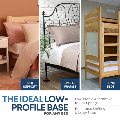Greaton, Premium 38mm Split Wood Bunkie Board Twin Size Bed - 2-Piece Under Mattress Support Board, Fully Assembled, Fabric Ventilation Cover - Replaces Wooden Slats or Box Spring for Bed Frames