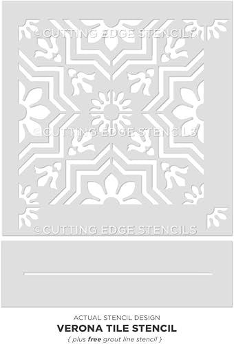 Miniatura 3 de Verona - Plantilla de azulejos para pintar pisos de azulejos, plantillas de azulejos reutilizables para pisos de linóleo y cemento, pinta tu viejo