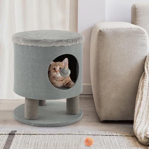 Arbre à chat avec niche grise SOARS pour petits espaces et salons modernes - 7
