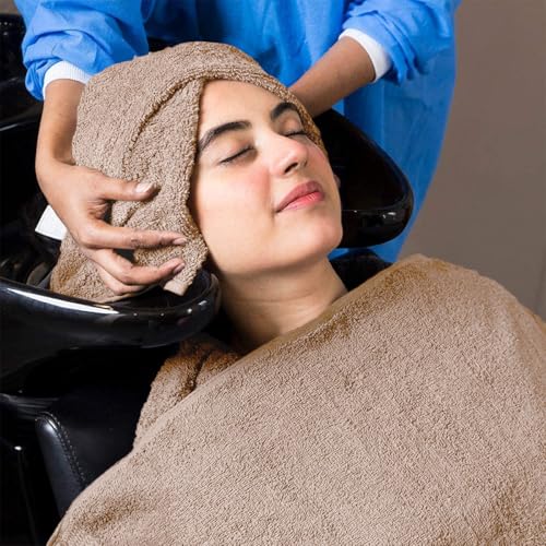 Image of Avalon Towels Salon Towel - Beige Hand Towels Bulk Pack of 24 - 100% Cotton Absorbent Spa, Facial & Gym Towel for Working Out - 16x27 Inches (Not Bleach Proof)