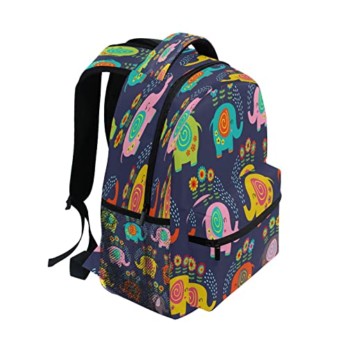 Mochila de elefantes florales juvenil e impermeable para ordenador y viaje escolar informal 2