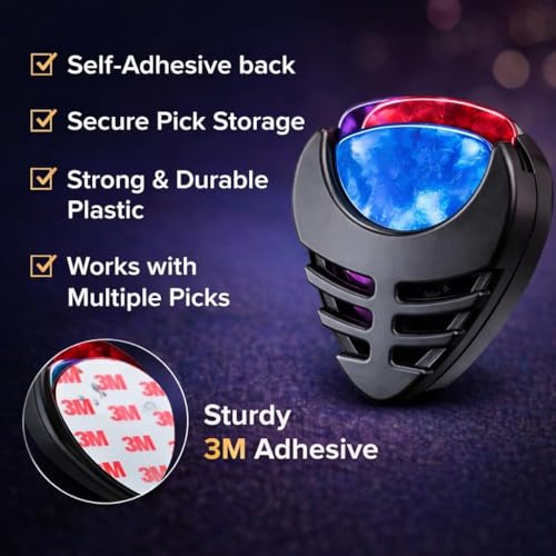 Image of DEVICE OF URBAN INFOTECH Guitar Pick Set - 0.46mm Guitar Picks with 1 Pick Holder - Thin Celluloid Plectrums for Acoustic & Electric Guitar Colorful Picks with Holder (5 Picks with Holder)