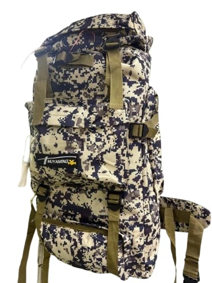 Mochila 70 Litros Camping Espaçosa Impermeável Reforçada confortável Espaçosa Ideal Trilha Acampamento Viagem, Digital Acu