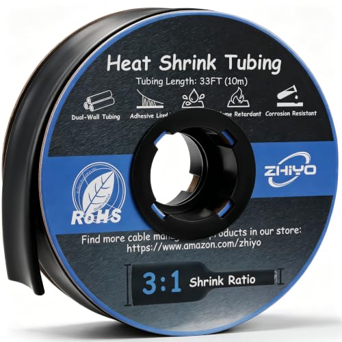 Image of 3 /4 inch Heat Shrink Tubing, 33 Ft 3:1 Ratio Adhesive Lined Heat Shrink Tube Roll, Marine Grade Waterproof Shrink Tubing for Automotive and Electrical Industrial Black