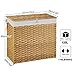 Greenstell Laundry Hamper with Lid, 125L Large Clothes Hamper with 3 Section & 2 Section Removable Liner Bags & 5 Mesh Laundry Bags, Handwoven Synthetic Rattan Divided Laundry Basket, Natural