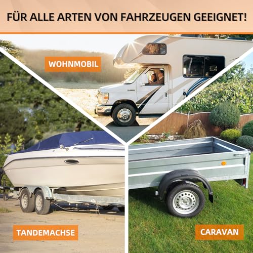 OULEME Unterlegkeile [2er Set] mit Montagematerial | Radvorleger für Pkw Anhänger, Wohnmobil, Wohnwagen | Bis 1600 kg | Schwarz