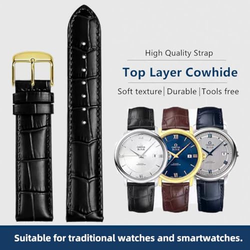 Image of Watch Bands Genuine Leather Embossed Alligator Grain Calfskin Replacement Strap for Women Men Bracelet Choose Color Width 16mm 17mm 18mm 19mm 20mm 21mm 22mm 22mm 24mm