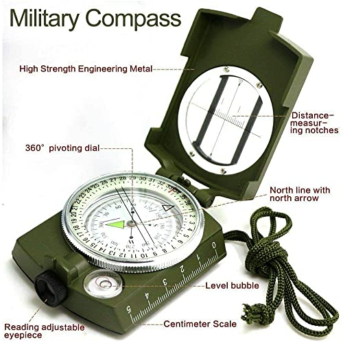 Walume Military Lensatic Sighting Compass, Compass Survival,Tactical Compass Pocket Compass,Waterproof Kids Boy Scout Trip Camping Compass For Hiking Hunting Outdoor #TOP4