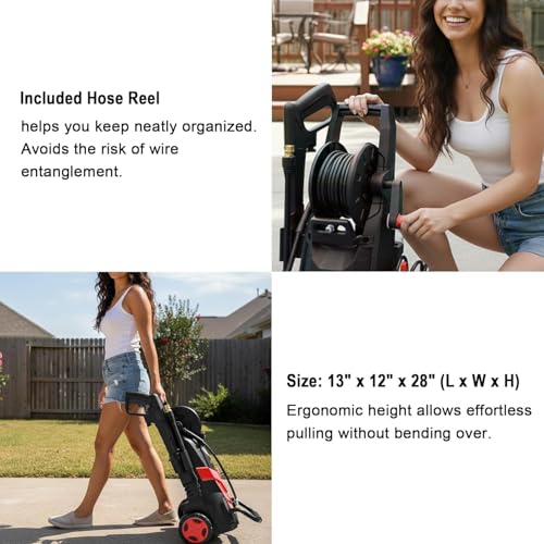 Image of 2026Upgraded Pressure Washer 4800PSI w /4 Quick Connect Nozzles, Inlet Hose & Filter&500ML Soap Tank, High Cleaning Machine for Cars /Fences /Driveways /Patios /Home Cleaning,Red