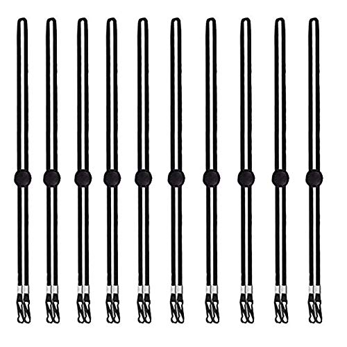 TOFOCO COM 10 PCS Face Mask Lanyards with Clips Adjustable Length Convenient Safety Mask Holder Comfortable Around the Neck Facemask Rest Ear Saver for Kids Women Men Senior Adults Black