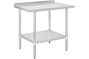 Stainless Steel Bench Kitchen Table Set with Backsplash