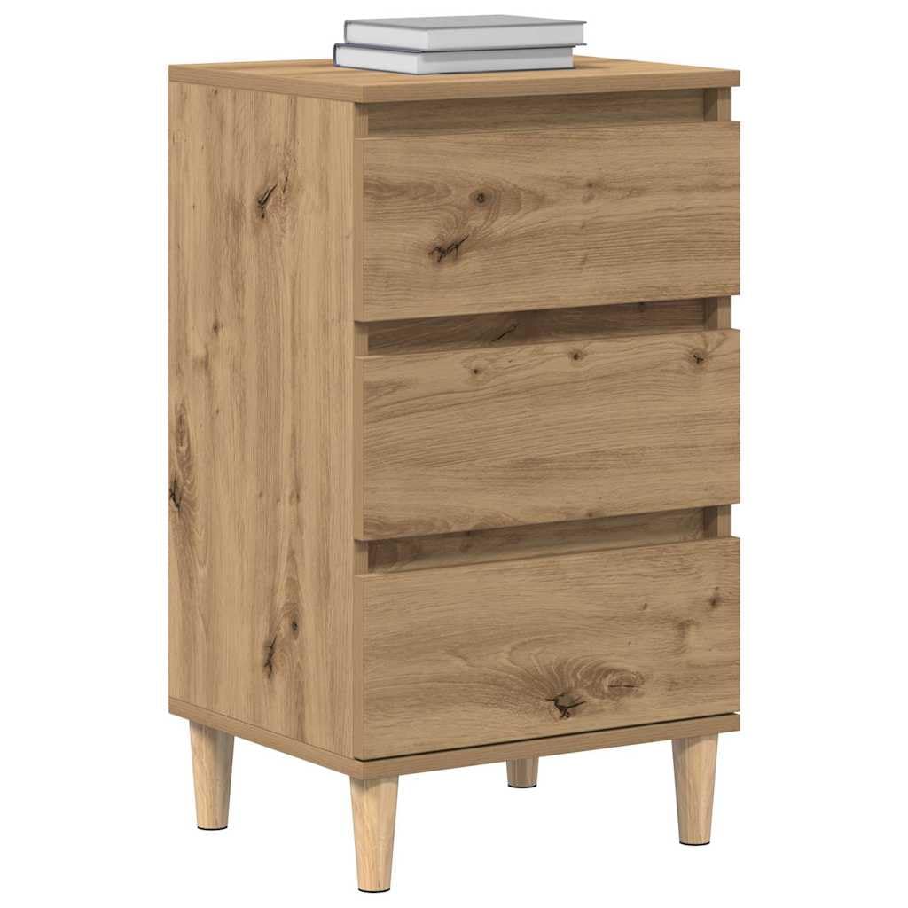 Armadio da notte rovere artigianale in legno ingegnerizzato 40 x 35 x 70 cm con cassetto e ripiano, mobiletto salvaspazio per camera, soggiorno e ufficio, consolle portaoggetti moderno