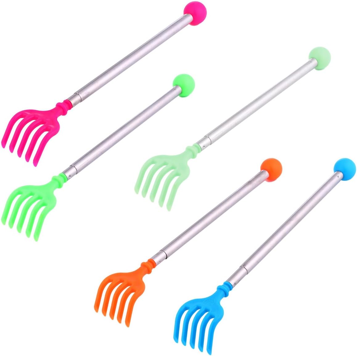 5pcs Retractable Back Scratcher Itch-Relief Tool with Massage Knobs for Men Women Adults Home Use Random Color