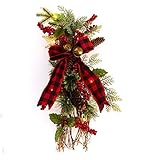The Lakeside Collection Lighted Bannister Christmas Swag - Indoor Home Decoration - Red