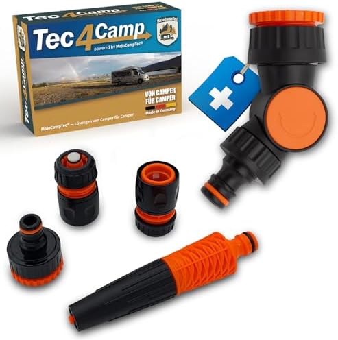 MaJoCompTec® CONNECT-2194 Anschluss Set | Winkelhahnstück für Bewässerungscomputer | Wasser Anschlussgarnitur mit Schlauchkupplung Hahnanschluss Wasserspritze (Gelenkanschluss + St