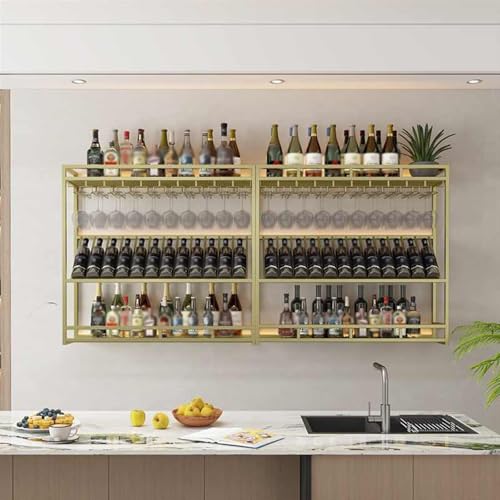 Range-bouteilles réglable en métal noir de 100 cm avec support de verres suspendu