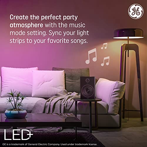 Image of GE LED+ Color Changing LED Light Strip with Remote, 13W, Music Syncing Strip Light, 32ft