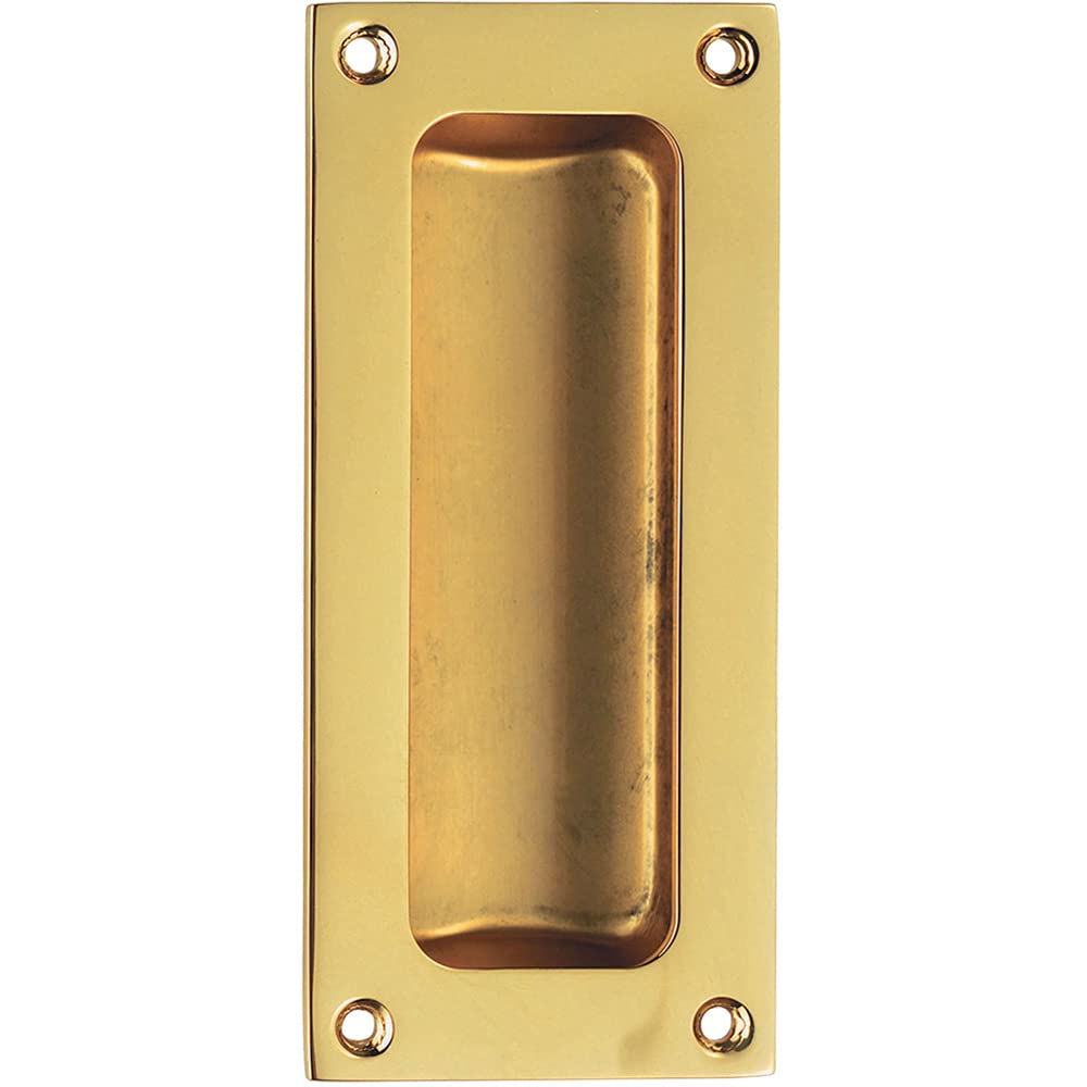 Loops Polished Brass Recessed Sliding Door Flush Pull - 102 X 45Mm - 10.5Mm Depth - | Inset Drawer Flush Pulls - Recessed Sliding Cabinet Door Pull Handle - Inset Design