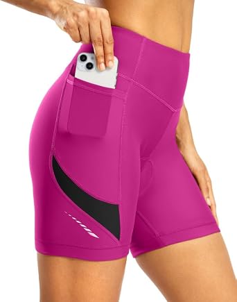 Bikewa Womens 4D Padded Bike Shorts High Waist Cycling Underwear for Women Road Bicycle Biking Shorts with Zipper Pockets