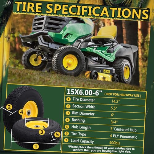 Wiltire 15x6.00-6 Tire - Lawn Mower Application