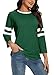 Womens 3/4 Sleeve Fashion Crewneck Tops Color Block Blouse Casual Loose Comfy Shirt