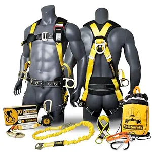 KwikSafety - Charlotte, NC - TYPHOON Safety Harness [KIT] Premium Back & Shoulder Padding ANSI OSHA Full Body Fall Protection Work Equipment Construction Tower Climbing Roofing Aerial Scissor Lift