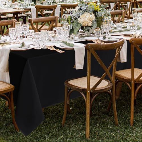 Fitable 8 Pack Rectangle Tablecloths: Stain Resistant Wrinkle Free Circle Table Clothes, Washable Reusable Polyester Table Covers for Wedding Party Birthday Banquet Reception(Black, 60x102 Inch) #1