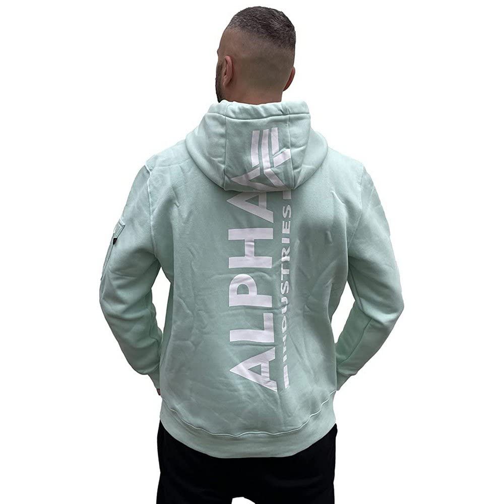 Alpha Industries Męska bluza z kapturem z nadrukiem na plecach Mint