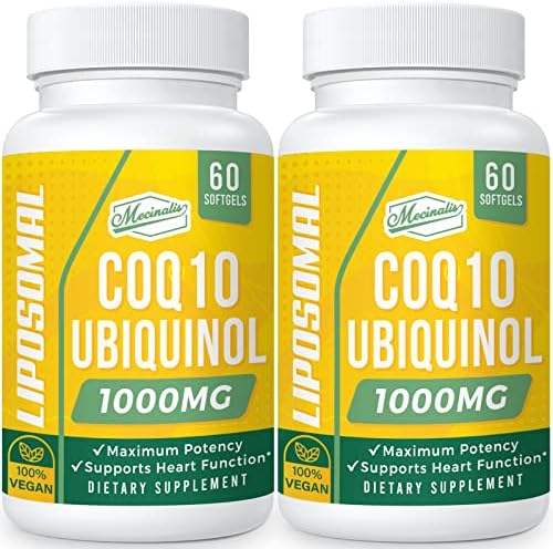 Mecinalis 1000mg Liposomal CoQ10 Softgels | Better Absorption CoQ10 Ubiquinol Supplement | Heart Function & Energy Production | Active Antioxidant Form of Vegan Coenzyme Q10 | Non-GMO | 120 Softgels