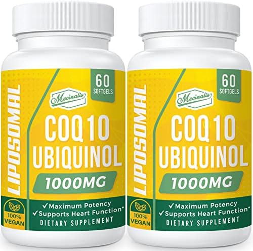 Mecinalis 1000mg Liposomal CoQ10 Softgels | Better Absorption CoQ10 Ubiquinol Supplement | Heart Function & Energy Production | Active Antioxidant Form of Vegan Coenzyme Q10 | Non-GMO | 120 Softgels