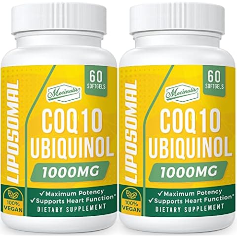 Mecinalis 1000mg Liposomal CoQ10 Softgels | Better Absorption CoQ10 Ubiquinol Supplement | Heart Function & Energy Production | Active Antioxidant Form of Vegan Coenzyme Q10 | Non-GMO | 120 Softgels Cover
