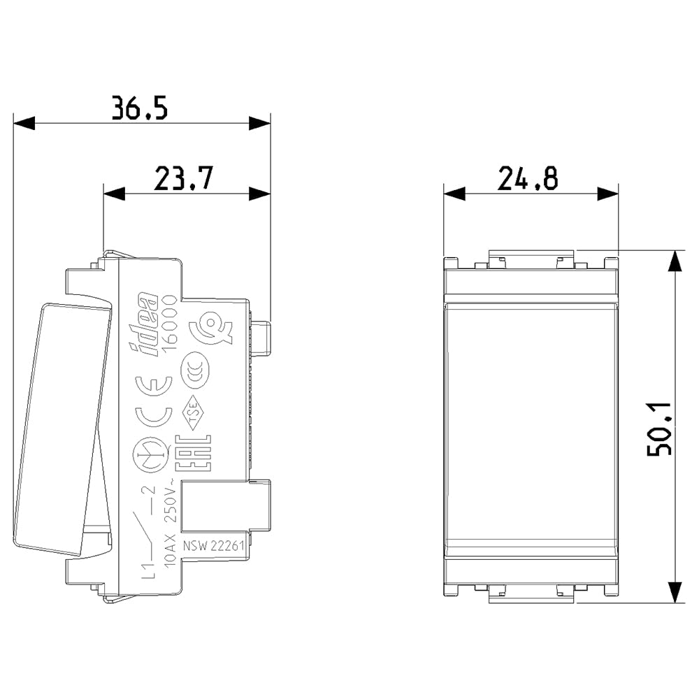 Vimar 0R16000 Idea Interruttore 1P 10 AX 250 V~, Max 100 W per lampade con alimentatore integrato (IEC 60669-1:2017), grigio