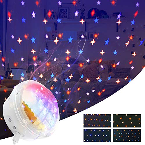Star Projektor Nachtlicht  Schlafzimmer LED-Leuchten mit 4 Modi und Timer-Einstellung, [2020 Modell] Bestes Geschenk für Baby Kinder drinnen weiß