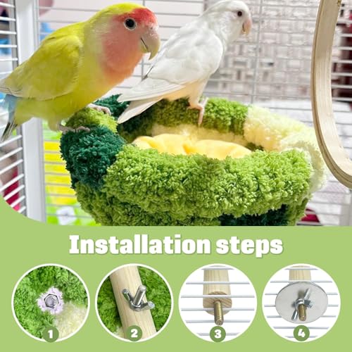 Image of kathson Bird Nest,Bird Nest for Cage Winter Warm Parakeet Nest Bird Breeding Nest Bed for Parrots, Budgies, Lovebirds, Canaries, Finches and Other Small Birds(Green)