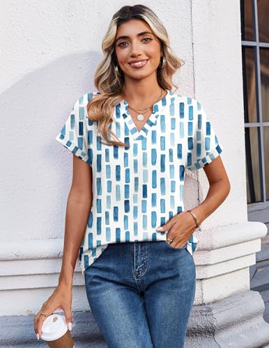 Image of Zeagoo Womens Tops Short Sleeve Summer V Neck Shirts Work Blouses Business Outfits Fashion Clothing